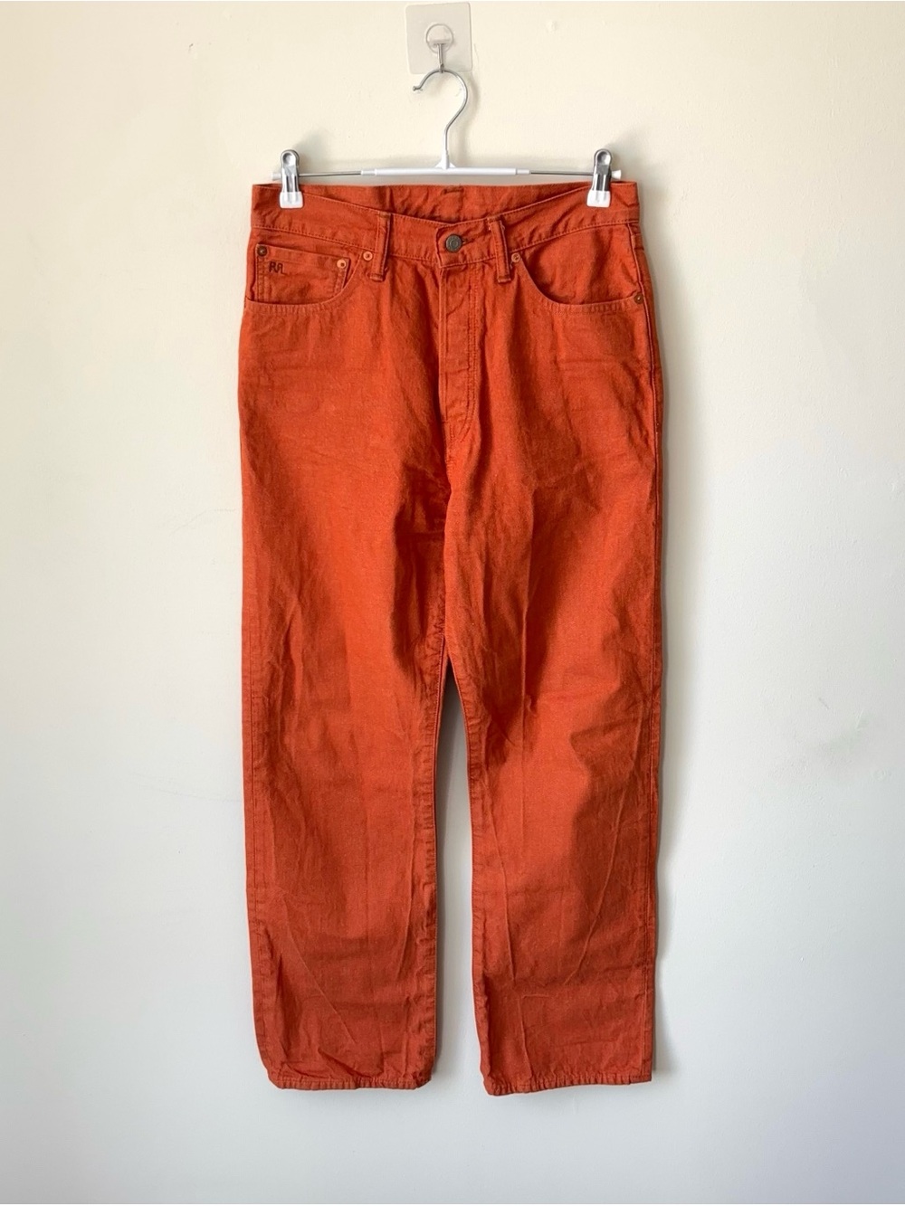 RRL Double RL Orange Sz 30 Pants High Boy Fit Tangerine Jean Japanese Denim